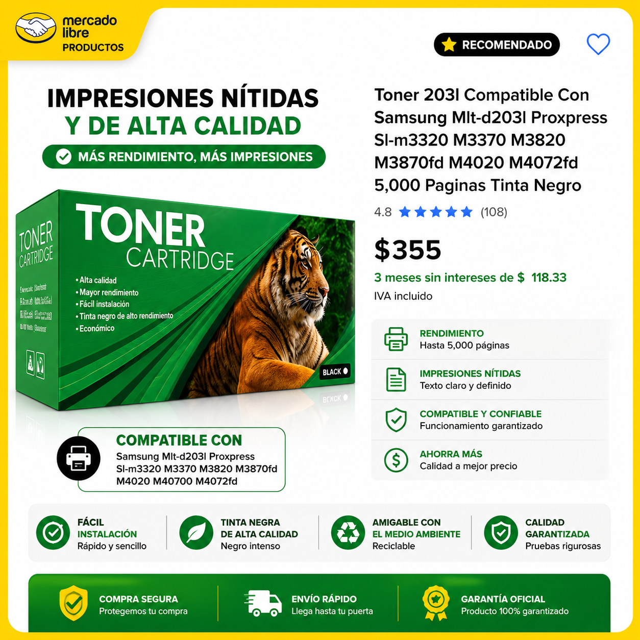 Toner 203l Compatible Con Samsung